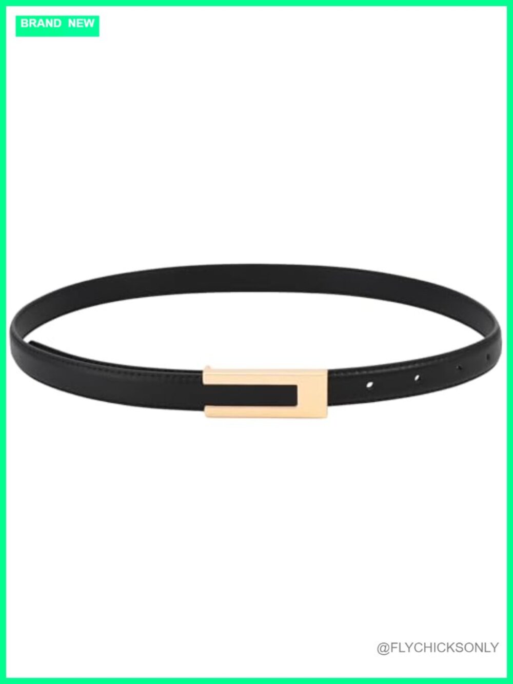 Women Skinny PU Leather Belt with Gold Buckle for Dresses Jeans